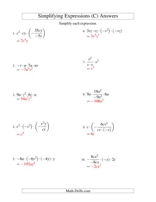 Simplifying Algebraic Expressions with Two Variables and