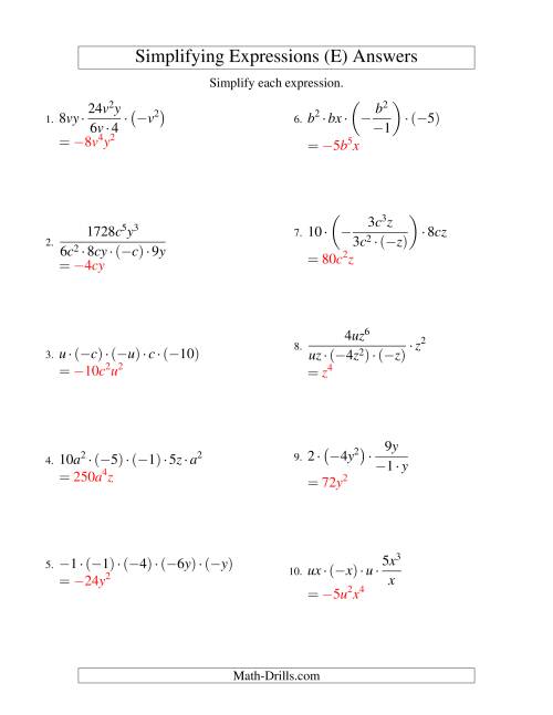 Simplifying Algebraic Expressions with Two Variables and