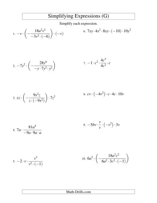 Simplifying Algebraic Expressions with Two Variables and
