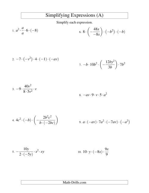 Simplifying Algebraic Expressions with Two Variables and