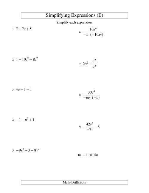 Simplifying Algebraic Expressions with One Variable and Three Terms
