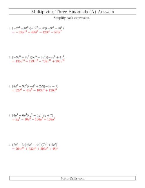 Multiplying Three Binomials (All)