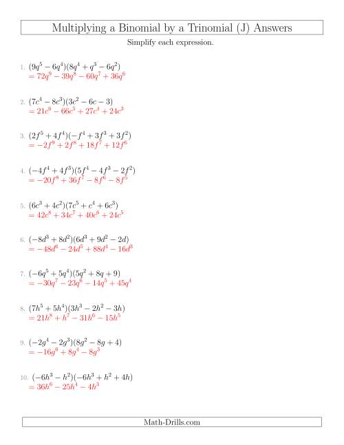 Multiplying a Binomial by a Trinomial (J)