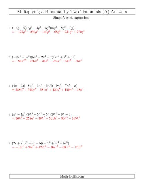 Multiplying a Binomial by Two Trinomials (All)