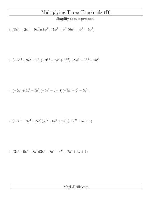 Multiplying Three Trinomials (B)