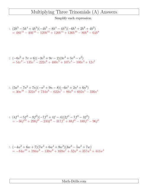 Multiplying Three Trinomials (All)