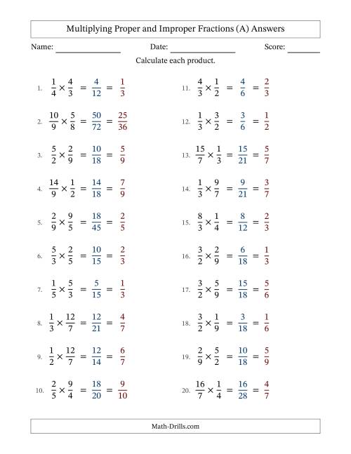 Multiplying and Simplifying Proper and Improper Fractions
