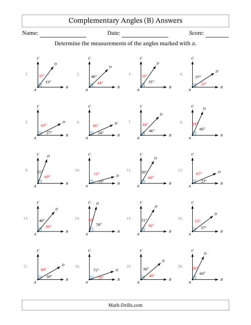 Complementary Angle Relationships (B)
