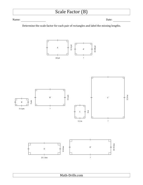 Determine the Scale Factor Between Two Rectangles and Determine the
