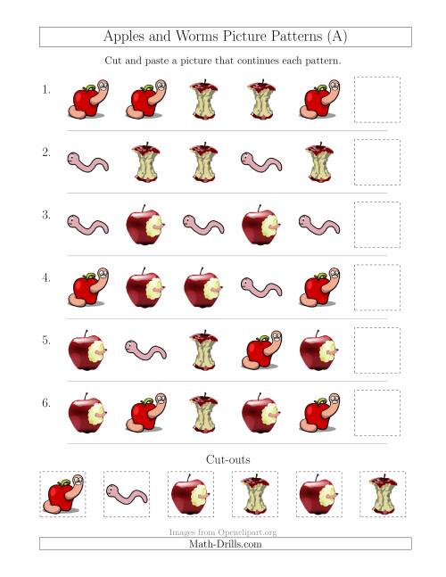 Apples and Worms Picture Patterns with Shape Attribute Only (A)