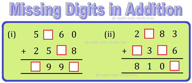Find the Missing Digits | Missing Digits in Addition and Subtraction
