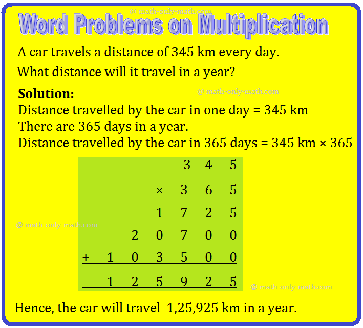 Word Problems on Multiplication |Multiplication Word Problem Worksheet