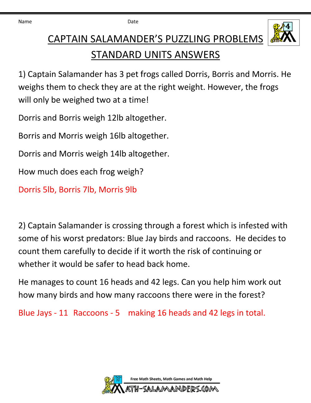 4th Grade Math Problems