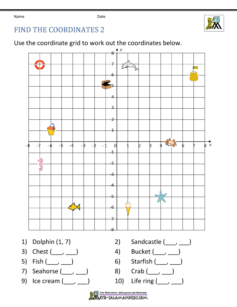 Coordinate Geometry Worksheet Grade 9