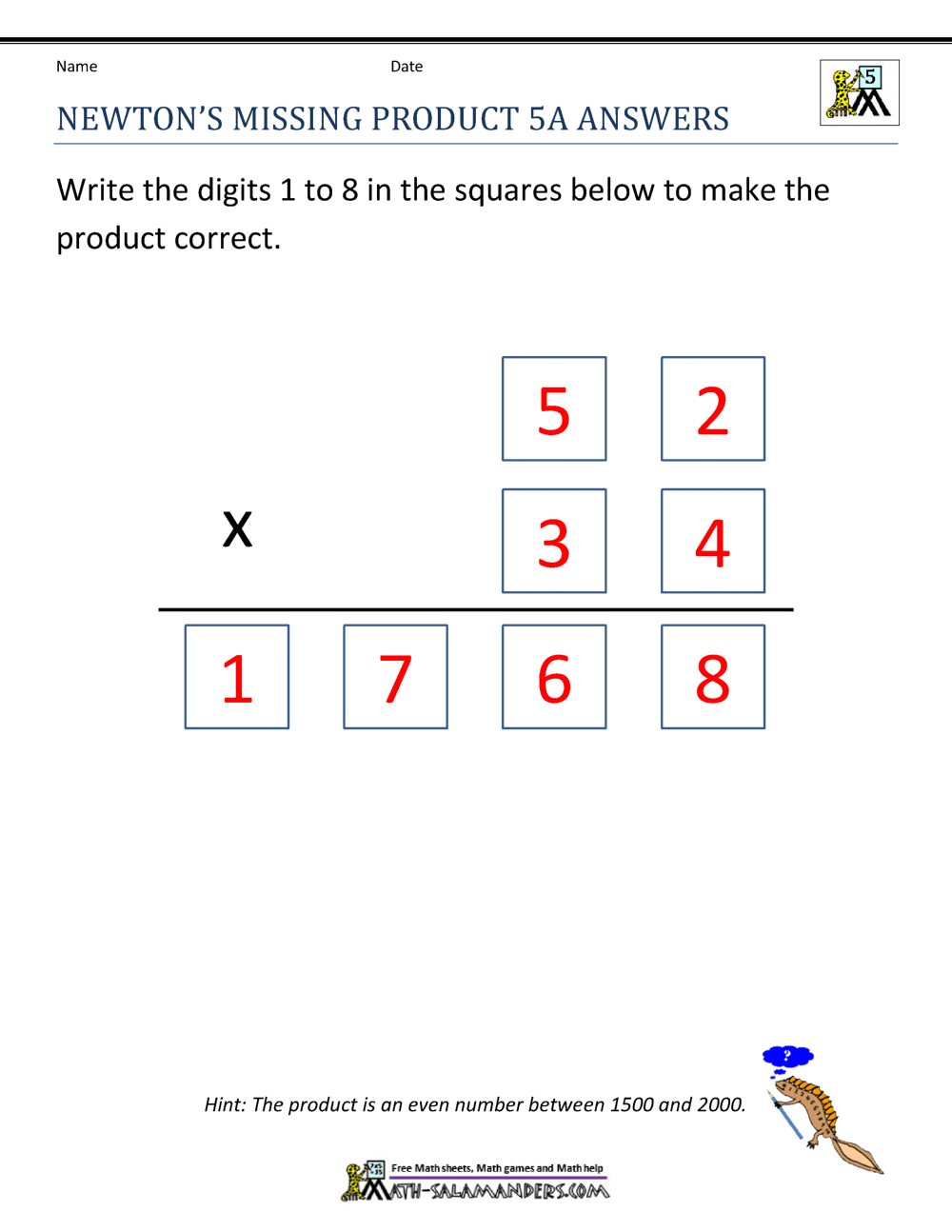 Printable Math Puzzles 5th Grade