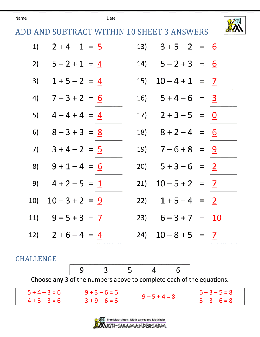 Free Printable Addition And Subtraction Worksheets Grade 1 Addition