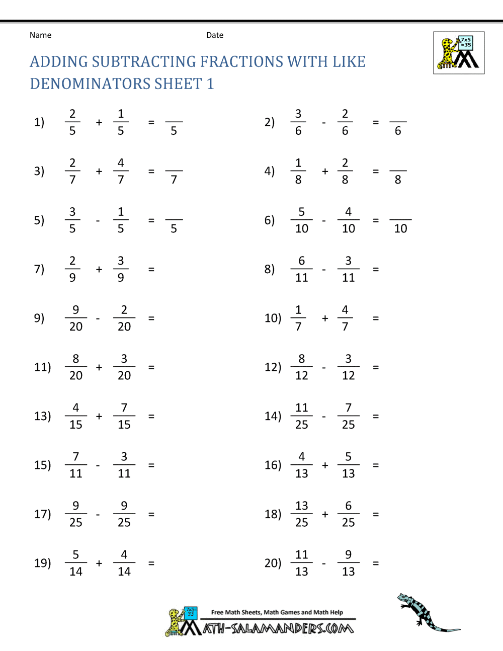 grade 4 fractions worksheets free printable k5 learning - adding