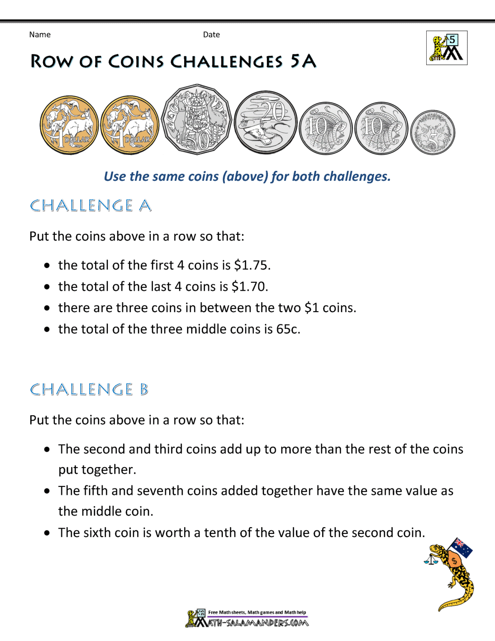 Money Worksheets Australian