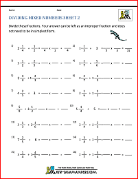 Dividing Mixed Numbers Worksheet - Kid Worksheet Printable