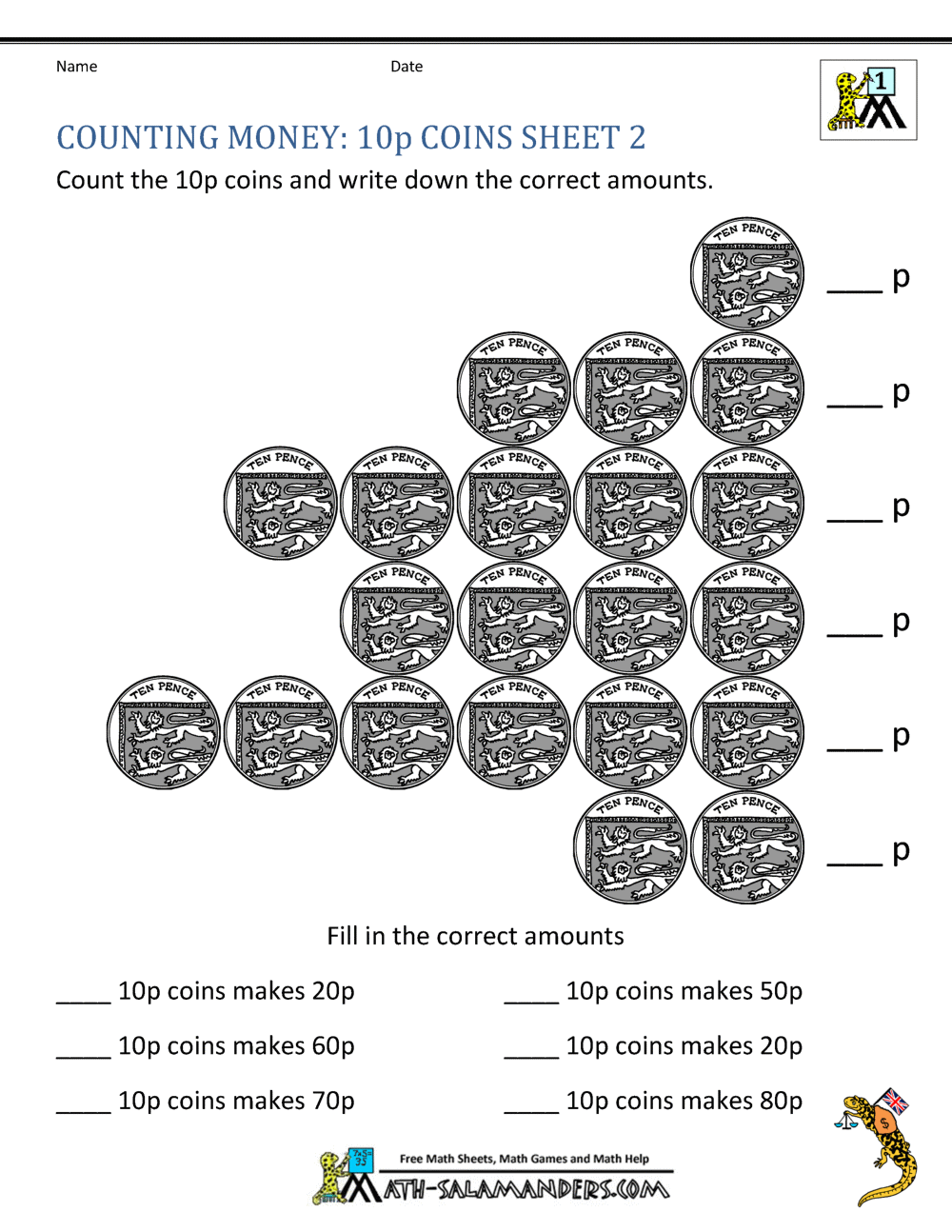 Free Counting Money Worksheets Uk Coins