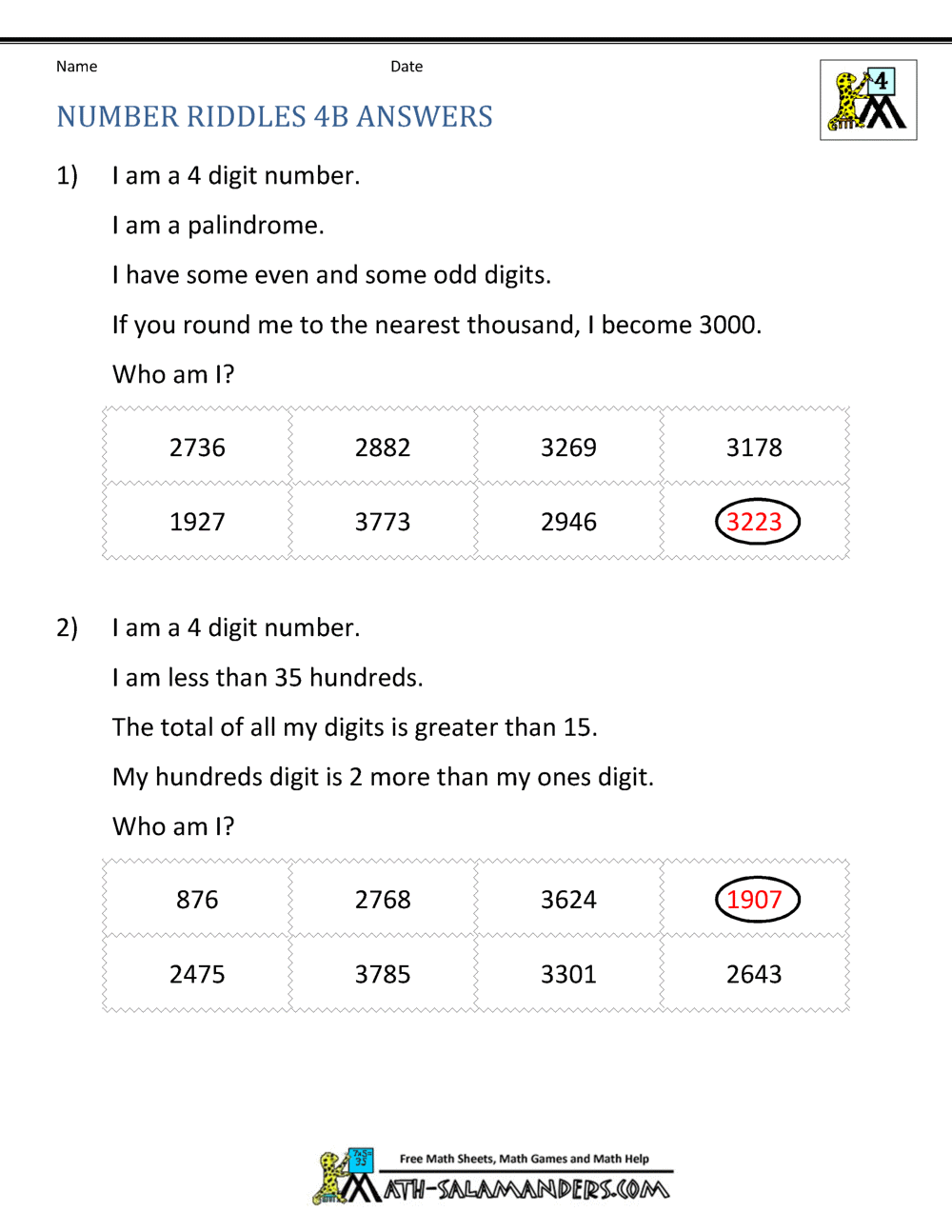 4th Grade Math Practice Multiples, Factors and Inequalities