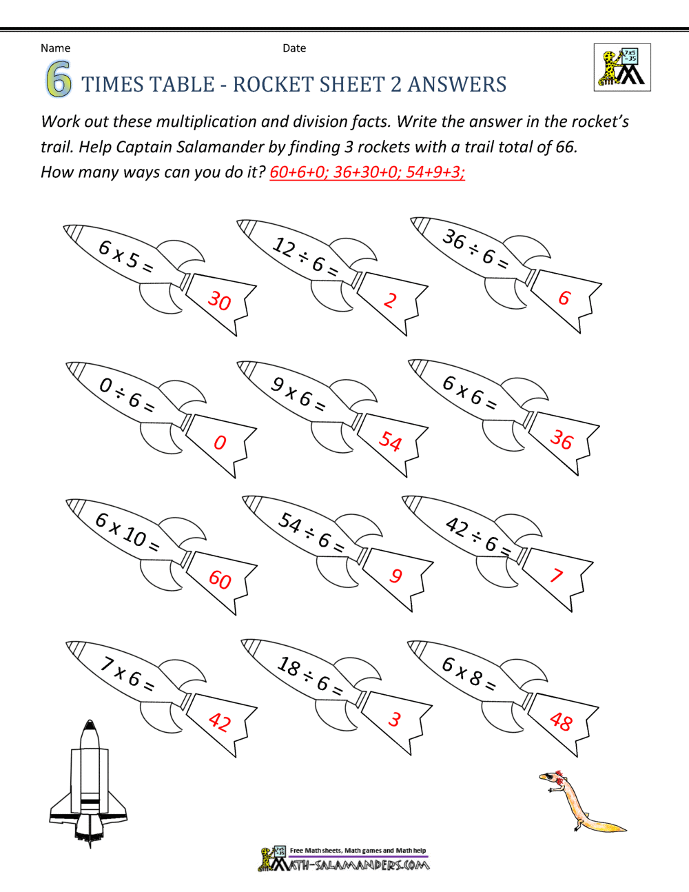 Times Table Worksheets - 6 Times Table Sheets