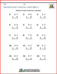 2 Digit Multiplication Worksheet