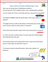 Multiplication Word Problem Worksheets 3rd Grade