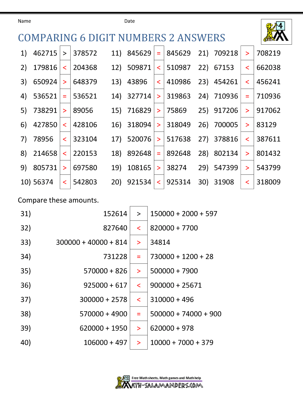 4th Grade Place Value Worksheets