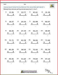 Decimal Multiplication Worksheet 5Th Grade