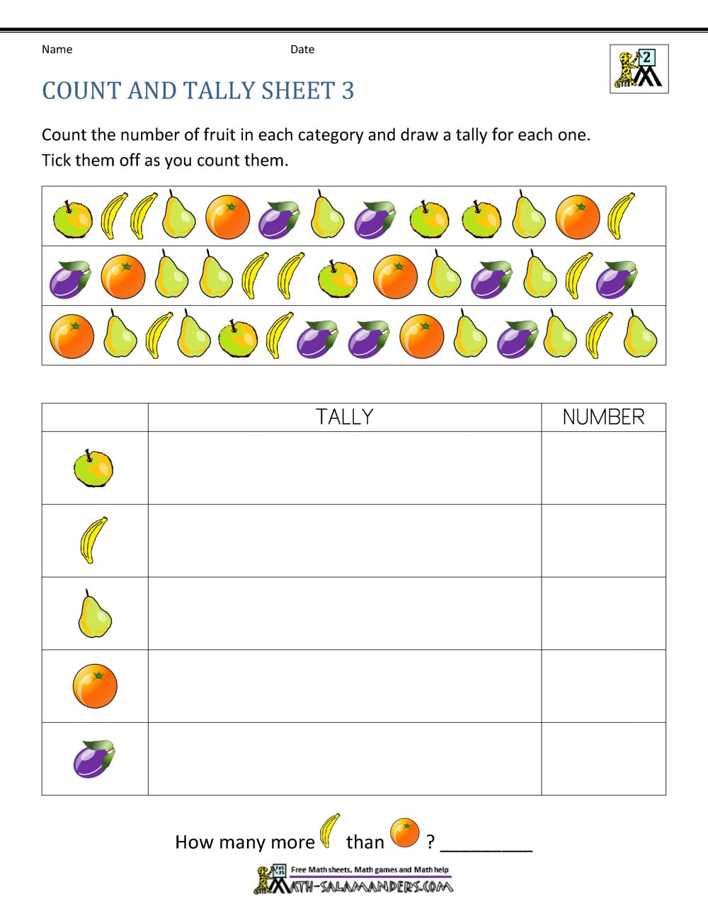 Tally Mark Worksheets Grade 1