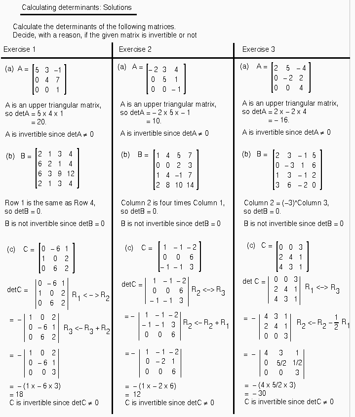 Matrices and Determinants MATH100 Revision Exercises Resources