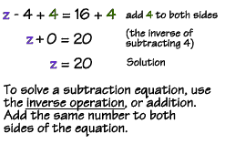 Equations and Inequalities - Addition and subtraction equations - First