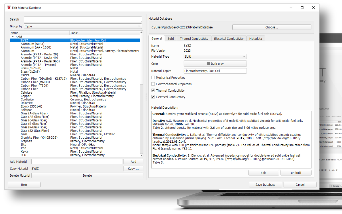 GeoDict Material Database for Your Simulations