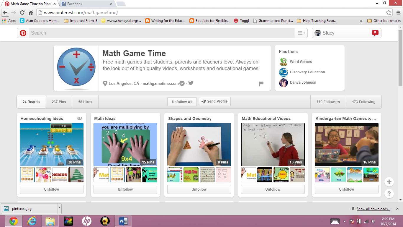 20 Math Boards & Pinners to Follow on Pinterest Math Game Time
