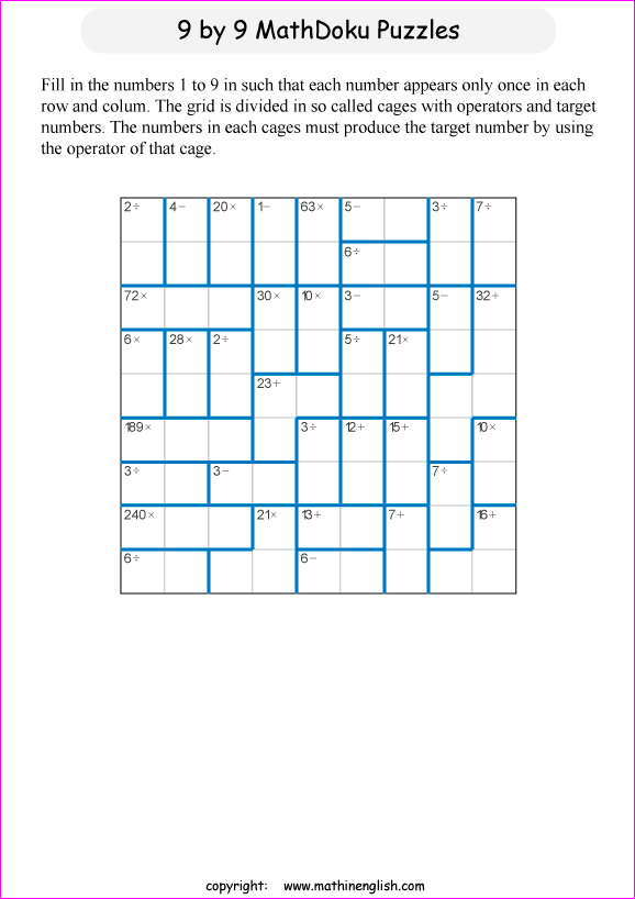 Printable math, logic and number puzzle for kids to boost math skills