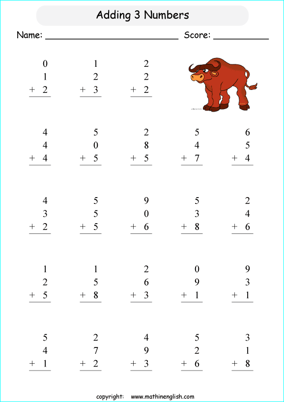 Printable primary math worksheet for math grades 1 to 6