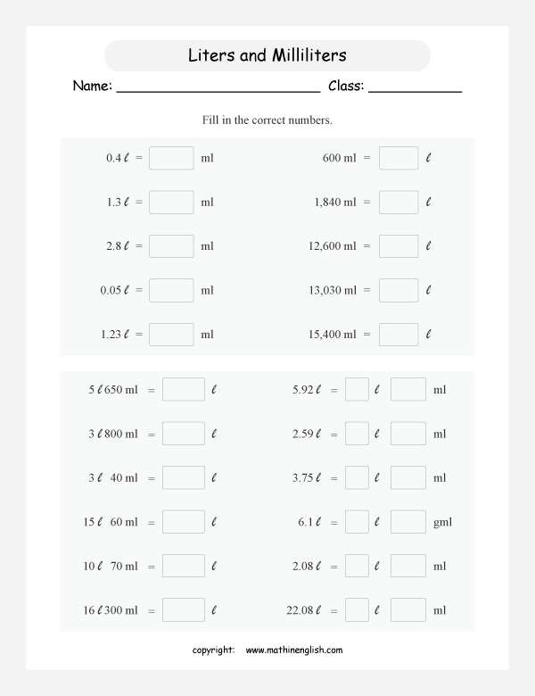 Convert the metric units of volume and capacity. Great math worksheet