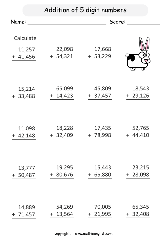 Printable primary math worksheet for math grades 1 to 6 based on the