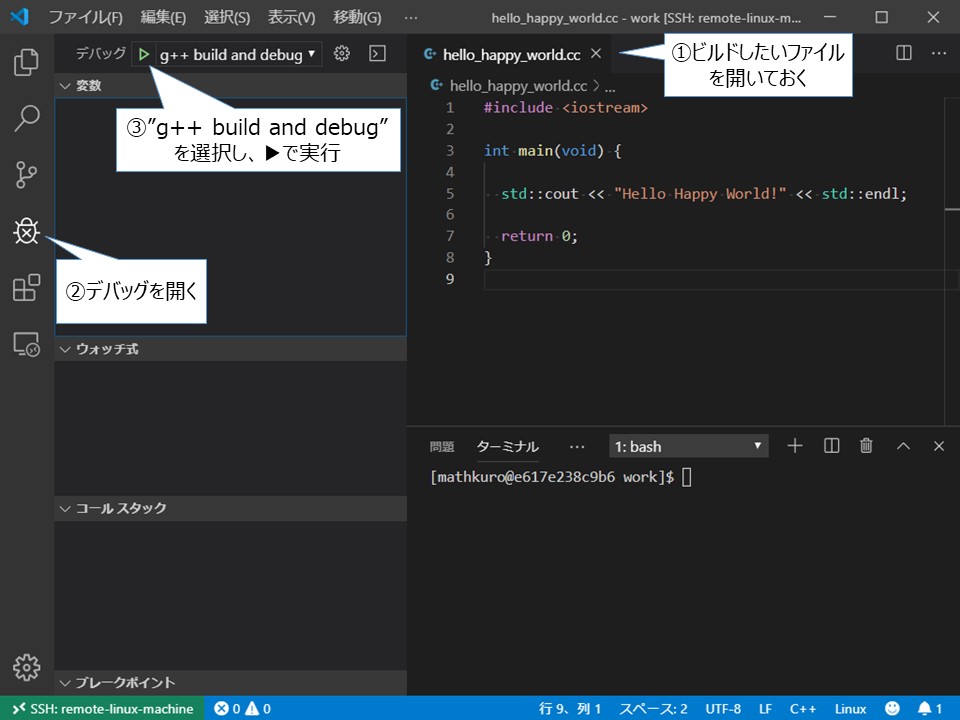 Visual Studio C++ 実行