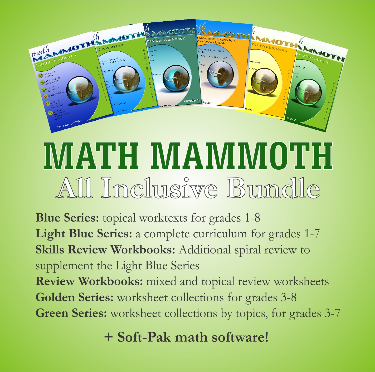 Math Mammoth discounted bundle deals on CD or as downloads Blue Series