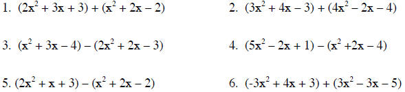 Adding And Subtracting Polynomials Practice Worksheet