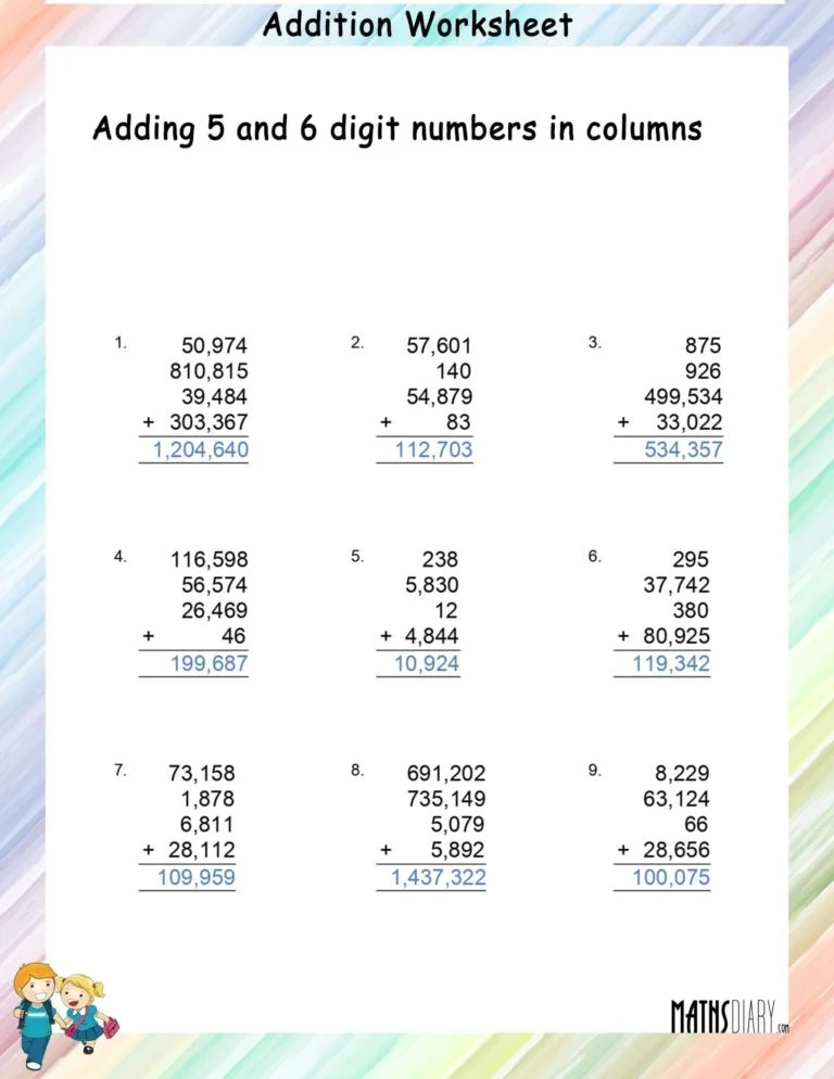 Addition – Grade 4 Math Worksheets