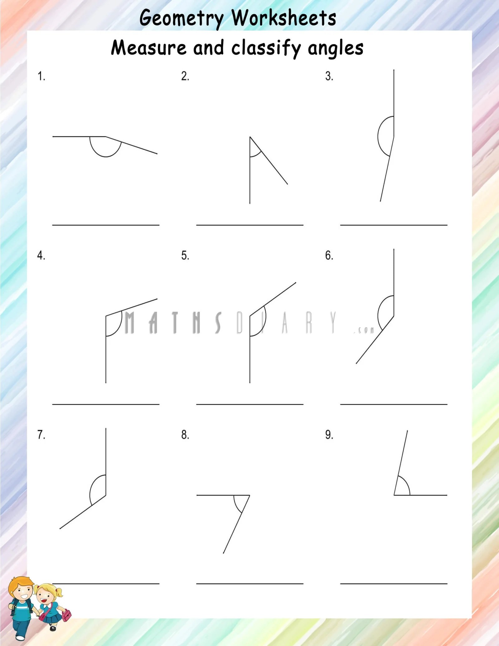 Measurement of angles worksheets - Math Worksheets - MathsDiary.com