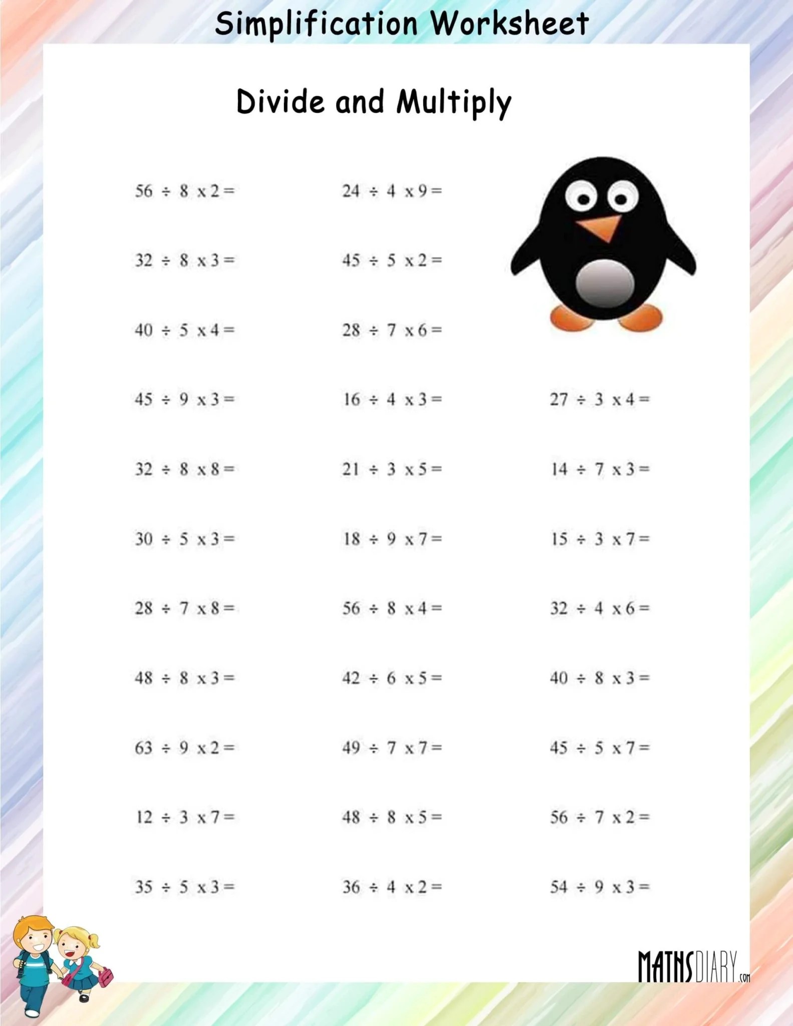 Simplifying simple equations Math Worksheets