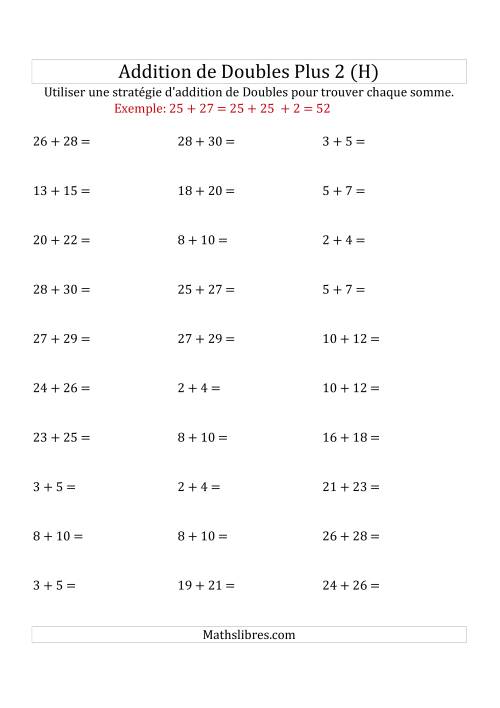 Addition de Doubles Plus 2 (Difficile) (H)