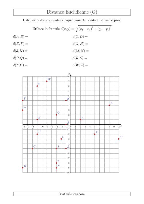 Calcul de la Distance Entre Deux Points à l'Aide du Théorème de