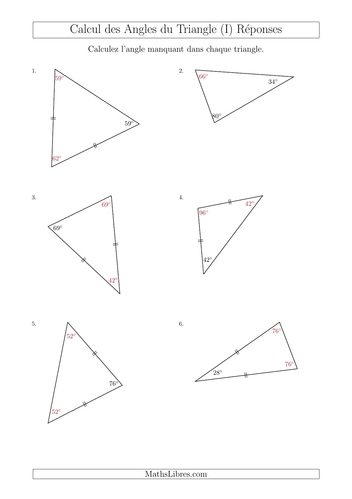 Calcul des Angles d’un triangle en Tenant Compte des