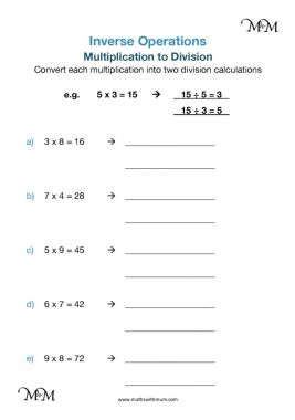 inverse operations multiplication and division maths