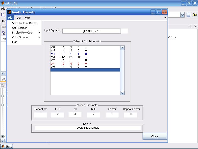 RouthHurwitz Stability Criterion with GUI MATLAB V3.3 File Exchange